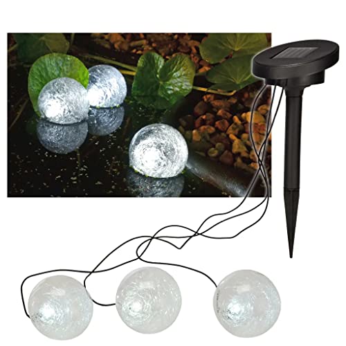 Teichlampen Set 3tlg Solar LED Schwimmlichter Glas Kunststoff Teichlichter
