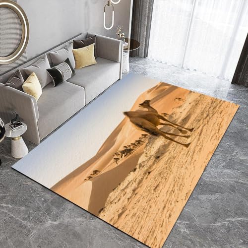 HUANYIN Teppich mit Kamelmuster in der Wüste, dekorativer Teppich für Zuhause, Wohnzimmer, Schlafzimmer, Sofa-Fußmatte, rutschfeste Bodenmatte