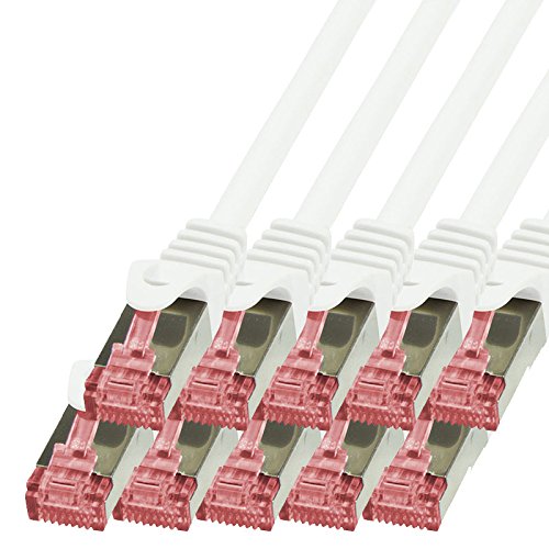 BIGtec LAN Kabel 10 Stück 1,5m Netzwerkkabel Ethernet Internet Patchkabel CAT.6 weiß Gigabit SFTP doppelt geschirmt für Netzwerke Modem Router Switch 2 x RJ45 kompatibel zu CAT.5 CAT.6a CAT.7 Stecker