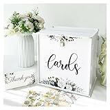 Hochzeit Kartenbox Weiße Hochzeitskartenbox mit Schloss, PVC-Geschenkkartenbox for Hochzeitsfeier, Eukalyptus-DIY-Hochzeitsumschlag-Geldkartenbox Hochzeitskarten-Box