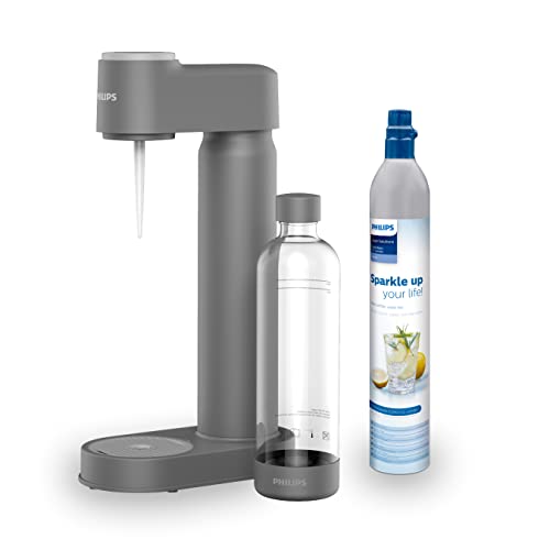 Philips Water GoZero Soda maker Lite ADD4901BK/10, Schwarz, 1-Liter-Wasserflasche, CO2-Zylinder für 60 Liter, Grau, ADD4901GR/10