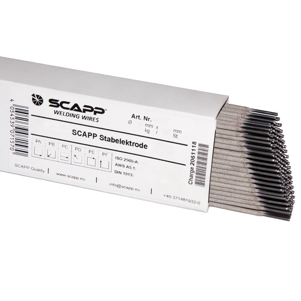 SCAPP Stabelektrode Xt-Rohr für Stahl Ø 2,5 x 350 mm (4,6 kg) - Typ E 51 32 RR(B)7 / E42 0 RB 12 - andere Ø zur Auswahl