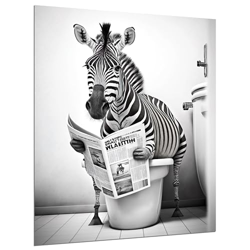 DARO Design - Toiletten-Bild auf 6mm HDF 70x50 cm Zebra auf WC - Wand-Deko Bilder Lustiges Geschenk