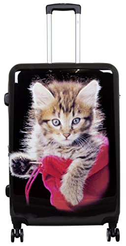 Trendyshop365 Polycarbonat Reisekoffer Trolley Hartschale - Design Katze Kätzchen Cat (Reisekoffer)