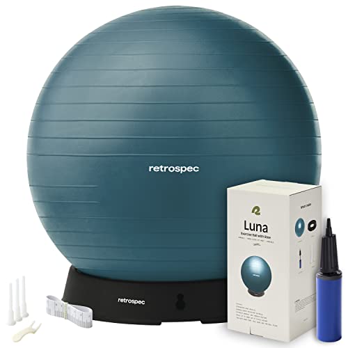 Retrospec Luna Gymnastikball – 55, 65 oder 75 cm Yoga-Ball für Workouts, Stabilität, Schwangerschaft – Swish Balance-Ball mit Pumpe und Basis für Büro und Zuhause