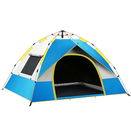 Wurfzelt für 1–3 Personen, Pop Up Zelt, Einfach Aufzubauen, Winddichtes Biwakzelt für Camping, Wandern (Color : Blue, Size : 2 Doors+2 Windows)