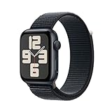 Apple Watch SE (2. Generation, 2023) (GPS, 44 mm) Smartwatch mit Aluminiumgehäuse und Sport Loop Armband in Mitternacht. Fitness- und Schlaftracker, Unfallerkennung, Herzfrequenzmesser, CO₂ neutral
