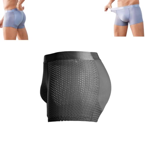 Gepolsterte Enhancer-Boxershorts für Herren, Atmungsaktive Mesh-Trunks, die die Unterwäsche für Männer verbessern, Hip Lift Boxer-Shapewear (C,XXL)