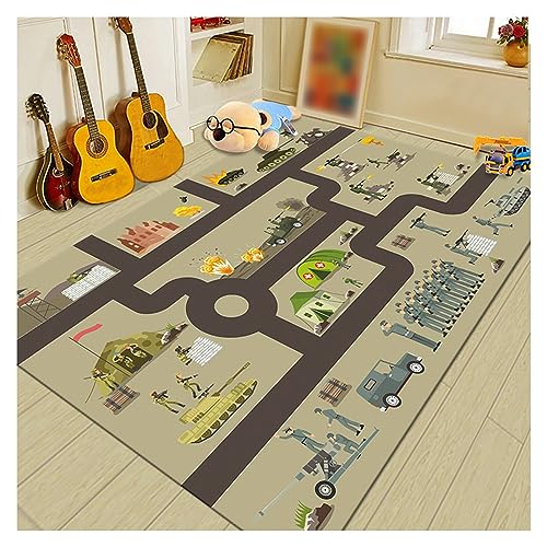 Carpet，Rug，playroom Rug，Bedroom Rug， Autoteppiche, Spielmatte, Bahngleise, Dinosaurier, Zoos, Baustellen, Bauernhöfe, Ozeane, Spielteppich, Krabbelmatte (O, 200 x 300 cm) (Color : H, Size : 140x200c