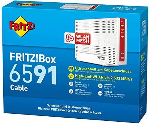 AVM FRITZ!Box 6591 Cable WLAN Router mit Modem Integriertes Modem: Kabel 2.4 GHz, 5 GHz