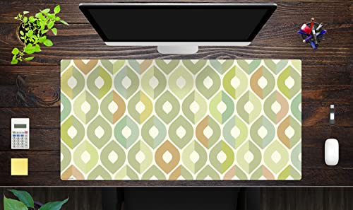 Schreibtischunterlage XXL mit integriertem Mousepad – “Muster in oliv-grün“ – aus strapazierfähigem Vinyl (Kunststoff) – 100 x 50 – Rutschfeste Schreibunterlage für besten Schutz – Made in Germany