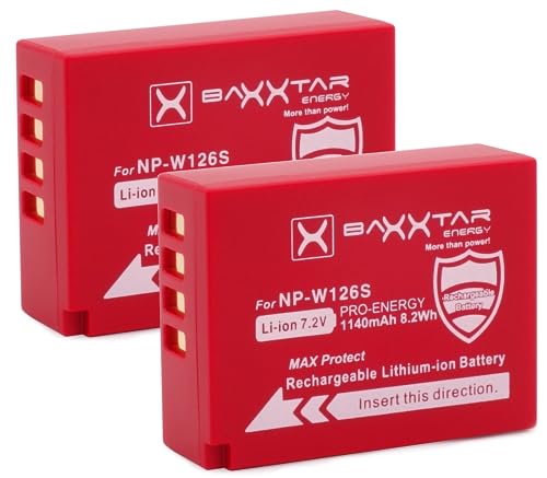Baxxtar Pro 2X Akku NP-W126s - Serie MaxProtect (1140mAh) mit aktivem NTC-Sensor und V1 Schutzgehäuse - ohne Verwendungseinschränkung