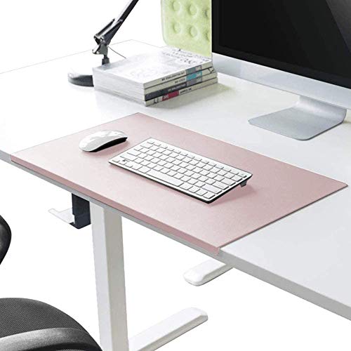 Schreibtischunterlage mit Kantenschutz gewinkelt / 90° abgewinkelt Rutschfeste Weichem Leder Schreibunterlage Mausunterlage für Büro Hause Office Laptop PC Pad, 70 x 50 cm, Rosa