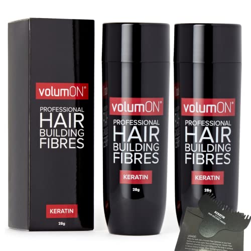 Haarfasern x2 VOLUMON Keratin Haaraufbaufasern für dünner werdendes Haar – kaschiert sofort dünner werdende Bereiche für volleres dickeres Haar