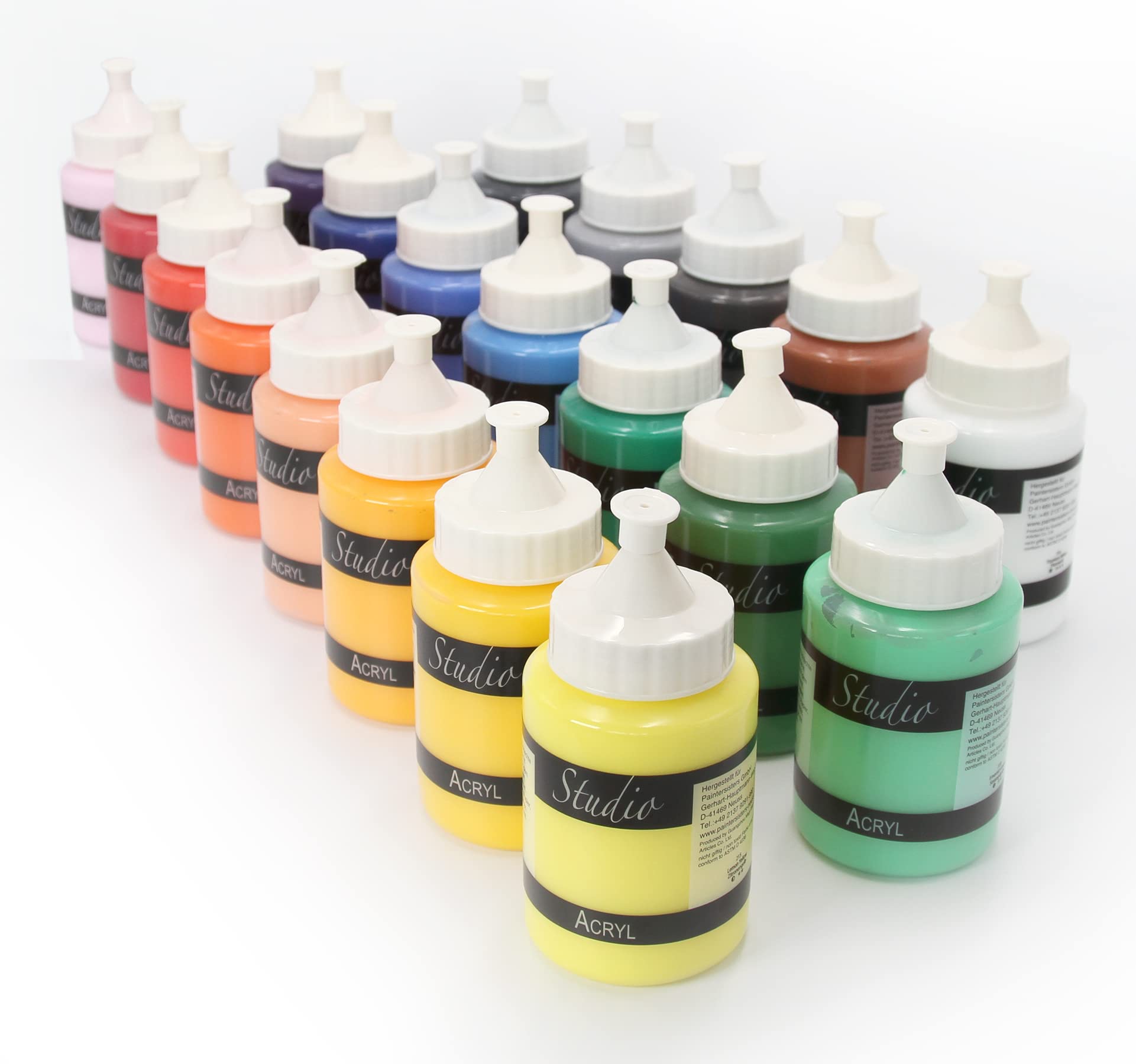 Magi® Acrylfarben Set Studio 20 x 250 ml – Acrylfarbe deckend, Wasserfest auf Leinwand, Stein, Holz, Künstlerfarben für Hobby-Künstler & Profis