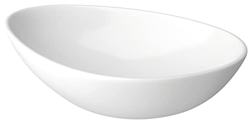 CERSANIT Waschbecken Oval | BxTxH: 56,5 x 36,5 x 15 cm | Aufsatzwaschbecken | Handwaschbecken | 360-Grad-Drehung auf der Tischplatt | Waschtisch aus Schamotte-Keramik | Glasierte Oberfläche | Weiß