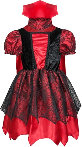 Das Kostümland Kostüm Hexe Willow für Mädchen | Schwarz Rot - Vampir (104)