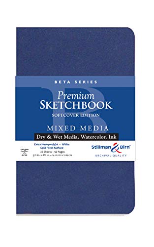 Stillman & Birn Beta Series Softcover-Skizzenbuch, 14 x 21,6 cm, 270 g/m² (extra schwer), weißes Papier, kaltgepresste Oberfläche