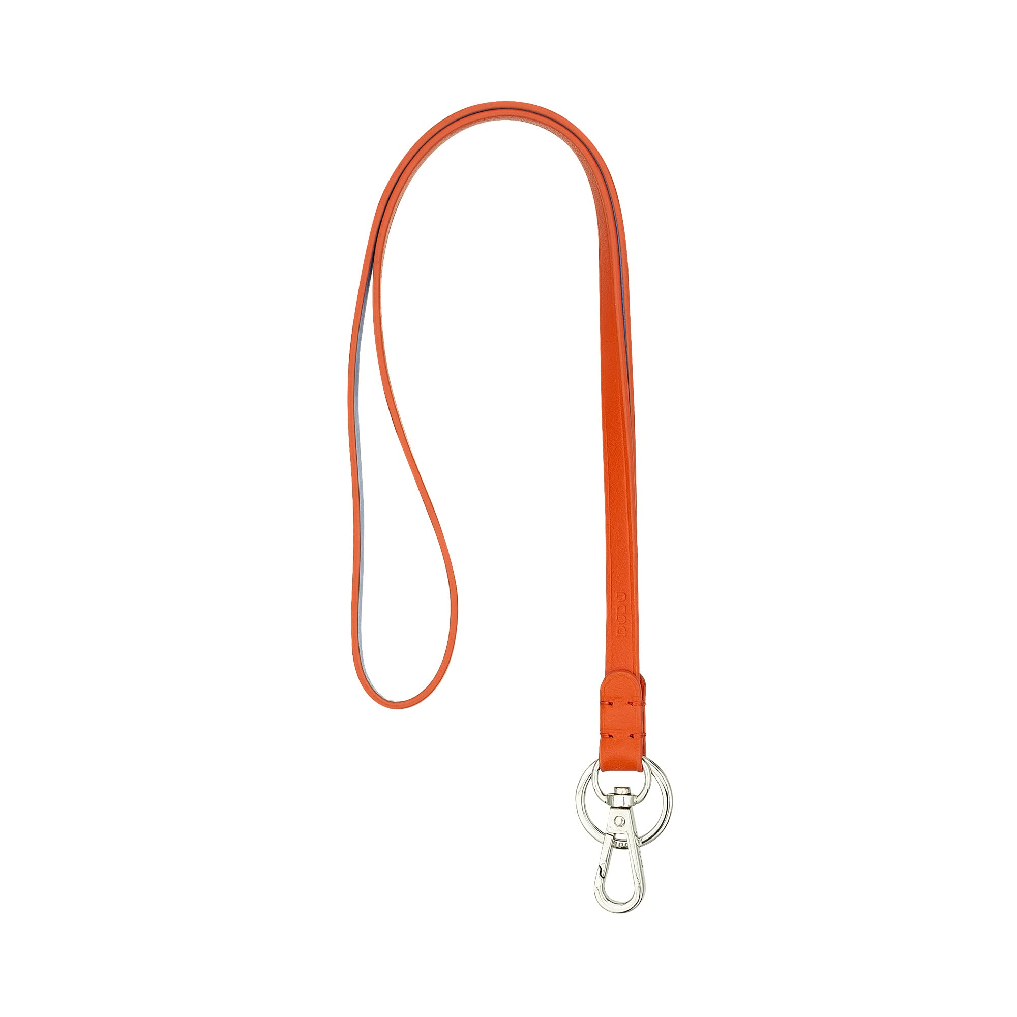 DUDU Schlüsselbund aus Echt Leder mit Metallring und Karabinerhaken, Schlüsselband für Schlüssel, Ausweishülle, Auto, Schlüsselanhänger Orange