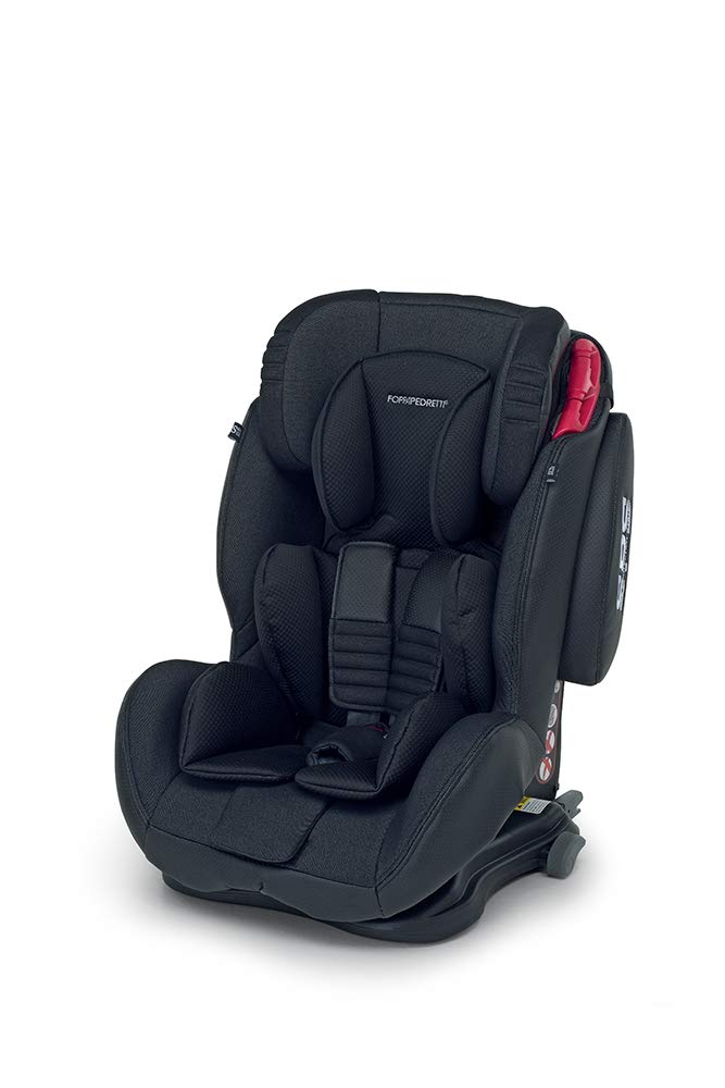 Foppapedretti Isodinamyk Autositz, IsoFix, Gruppe 1/2/3 (9–36 kg) für Kinder von 9 Monaten bis ca12 Jahren, Fahrzeugbefestigung mit Fünf-Stufen-Gurt, 66 x 50 x 76 cm, schwarz (Titanium)