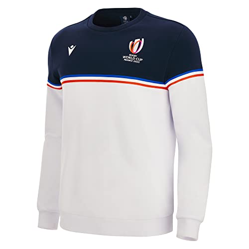 Macron Sweatshirt für Erwachsene Frankreich Rugby World Cup 2023, offizielles Lizenzprodukt, Blanc, Large