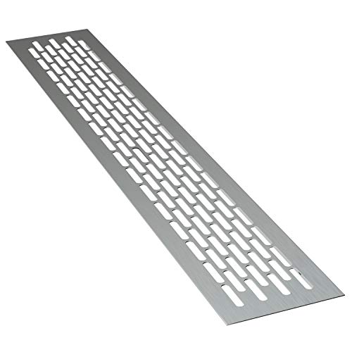 sossai® Aluminium Lüftungsgitter - Alucratis (1 Stück) | Rechteckig - Maße: 80 x 8 cm | Farbe: Aluminium | eloxiert