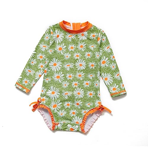 Soui Baby Mädchen EIN stück Langärmelige-Kleidung UV-Schutz 50+ Badeanzug MIT Einem (Gänseblümchen, 18-24)