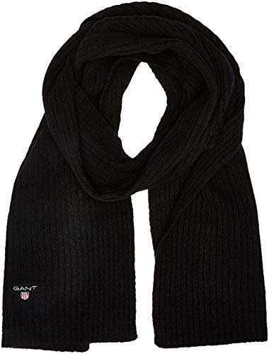 GANT Herren O2. Wool Knit Scarf Schal, Schwarz (Black), One size