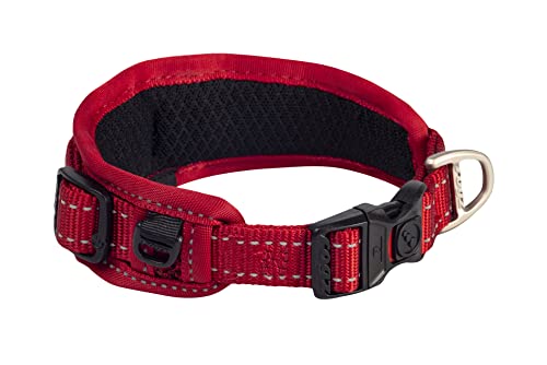 Rogz Classic Hundehalsband, gepolstert, reflektierend, Größe L, Rot