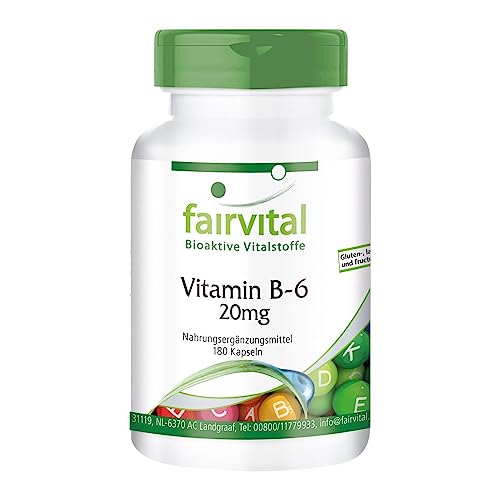 Vitamin B6 Kapseln 20mg - VEGAN - 180 Kapseln - Pyridoxin