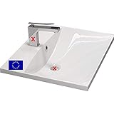 Einbau-Waschbecken 60x46cm eckig | 60cm Einbau-Waschtisch zum einlassen in eine Platte | Material: hochwertiges Mineralguss | Qualität MADE IN EU