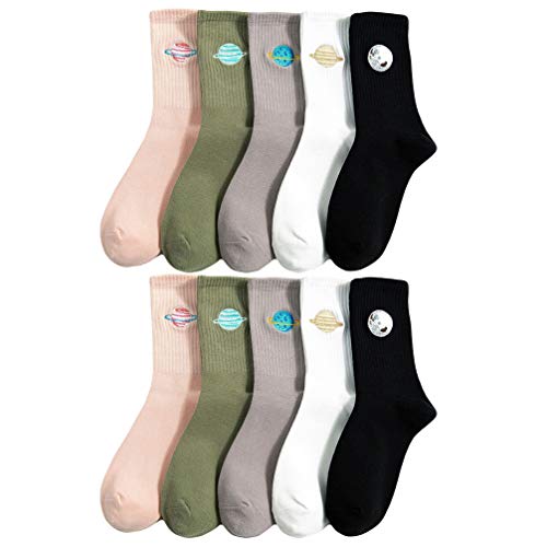 SOIMISS 5 Paar Planet Pattern Socken Mittelschlauch Socke Baumwollstrumpf Frauen Stickerei Socke