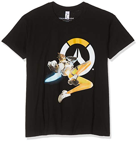 Overwatch Herren Men's Tracer Hero T-Shirt, Schwarz (Schwarz Schwarz), M