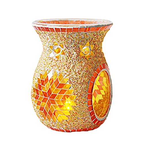 Mosaik Glas Duftlampe Kerzenhalter Wachs Schmelzen Home Decor Orange