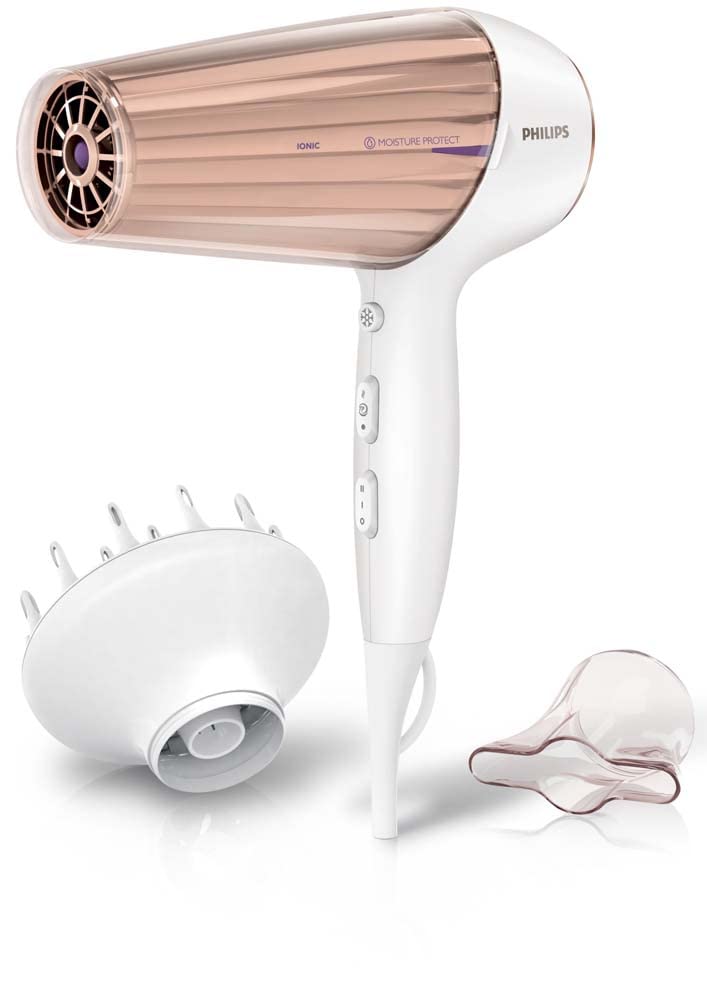 Philips MoistureProtect Haartrockner - 2300W, Ionisierungsfunktion, 6 Hitze- und Geschwindigkeitsstufen, inkl. Diffusor & Stylingdüse (Modell HP8280/00)