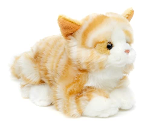 Uni-Toys - Katze mit Stimme (braun-weiß), liegend - 20 cm (Länge) - Plüsch-Kätzchen - Plüschtier, Kuscheltier