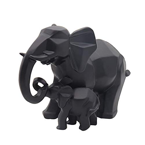 F Fityle Elefanten Figur - Mutter mit Kind Dekofigur - Schwarz