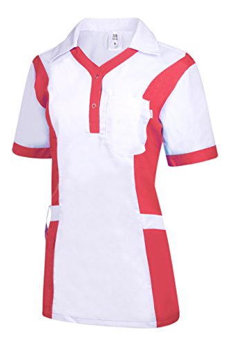 Clinotest Damenkasack Julia, Gesundheitswesen, für die Pflege, Berufsbekleidung, in Trendfarben (XL, weiß/pink)