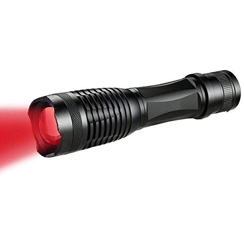 Rotlicht-LED-Taschenlampe, leistungsstarke Singlemode-Taschenlampe mit 300 Lumen und 300 Metern Zoombare Taschenlampe für Nachtsicht, die Jagd nach Kojoten, Schweinen und Füchsen (ohne Batterie)