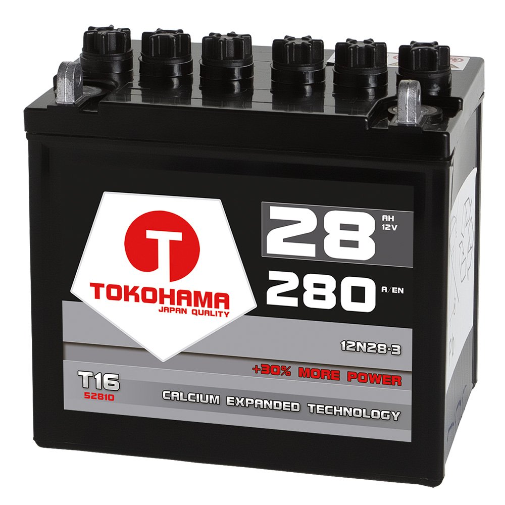 Tokohama Rasentraktor Batterie Aufsitzmäher 28Ah 12V +Pol Rechts ohne Säure statt 22Ah 24Ah 26Ah 12N24-3