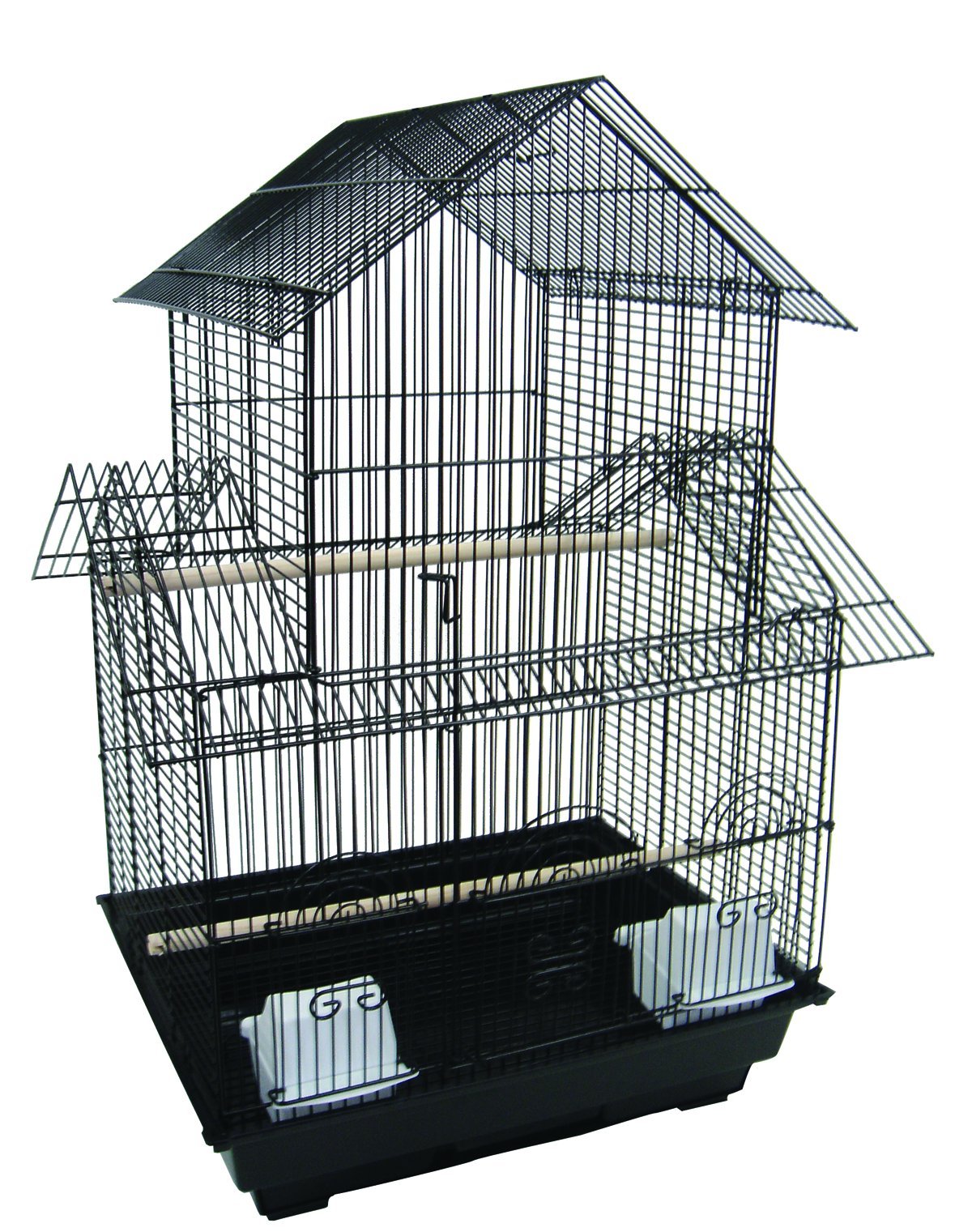 YML A5844 3/8" Bar Spacing Pagoda Small Bird Cage, Black, 18" x 14"