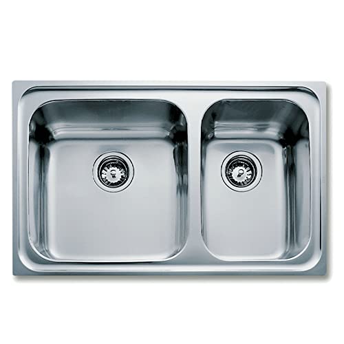 CLASSIC 2C 80 1Ø Fregadero inox 2 cubetas, 190mm, Øgrifo, Mueble 80