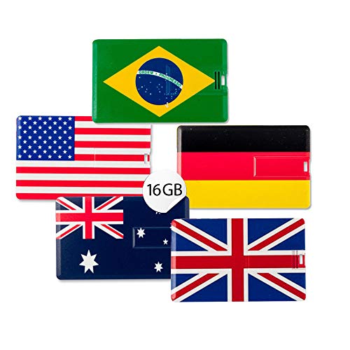 Speicherkartenset 5X 16GB in Scheckkartenform, 5er Set Flaggen der Welt USB Card