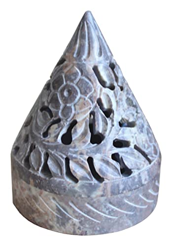 Bitto Räucherkegelhalter & Windlicht Pyramide, Räucherkerzenhalter, aus Softstone, H: 10,5 cm, Ø 8 cm