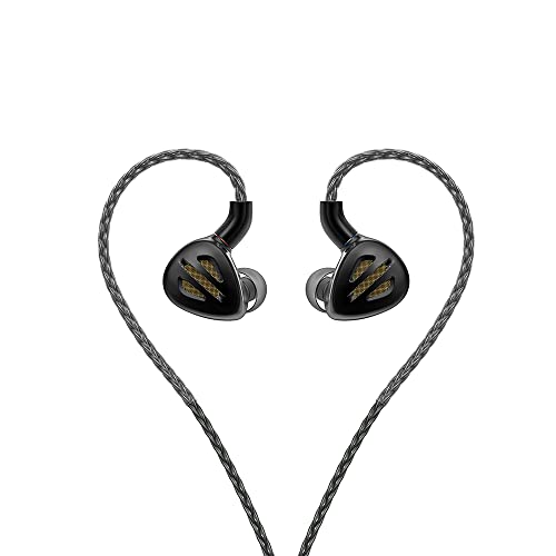 FiiO FH9 Kopfhörer-Kopfhörer, kabelgebunden, hochauflösend, 1DD+6BA MMCX, austauschbares Kabel mit 2,5/3,5/4,4 mm Kopfhörersteckern für Smartphones/Laptop/Lautsprecher/Heim-Audio (schwarz)