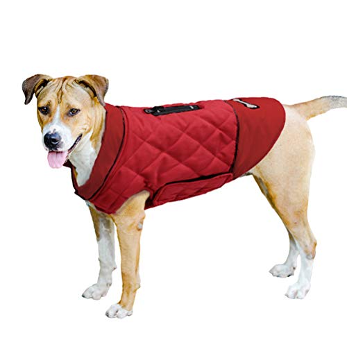 TFENG Reflective Hunde Dog Jacket Wendehundemantel Warm Gepolsterte Puffer Hundeweste Puppy Jacket (Rot, L)