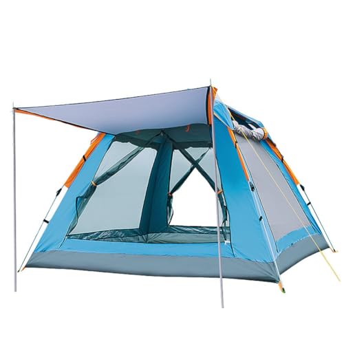 Tragbares Campingzelt, automatisch aufklappbares Zelt mit Aufbewahrungstasche und Stützstange, 3–4 Personen Outdoor-Unterstand mit 2 Netzfenstern und 2 Türen für Strand, Reisen, Wandern