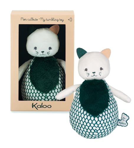 Kaloo - Stimuli – Mein kleine Katze aus Plüsch – Spielzeug für Babys mit Motorik und Handhabung – Hören und Haptik – 16 cm – ab Geburt K971604