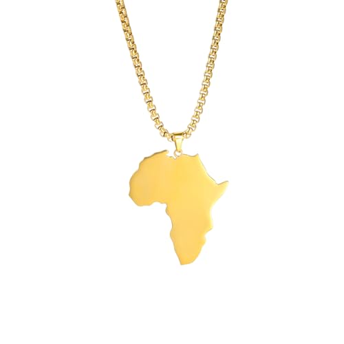 SEVENYXX Halskette Anhänger Afrika Karte Anhänger Halsketten Afrika Länder Flaggen Halskette Schachtel Kette für Männer Schmuck Frauen Geschenk Geburtstagsgeschenk