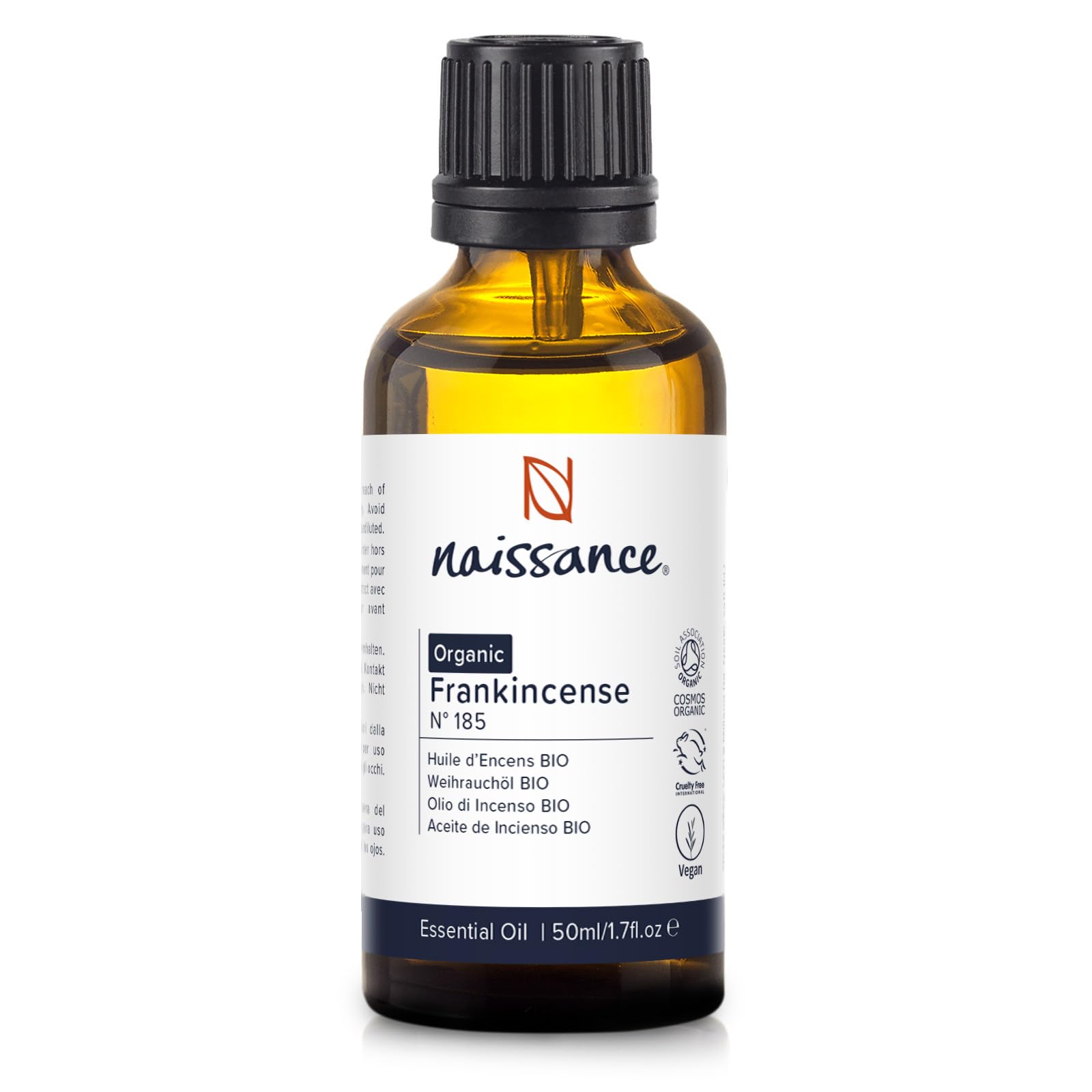 Naissance Weihrauchöl BIO (Nr. 185) - 50ml - Boswellia Neglecta - 100% Naturreines Weihrauch Ätherisches Öl für Aromatherapie, Duftlampe - Duftöl für Aroma Diffuser